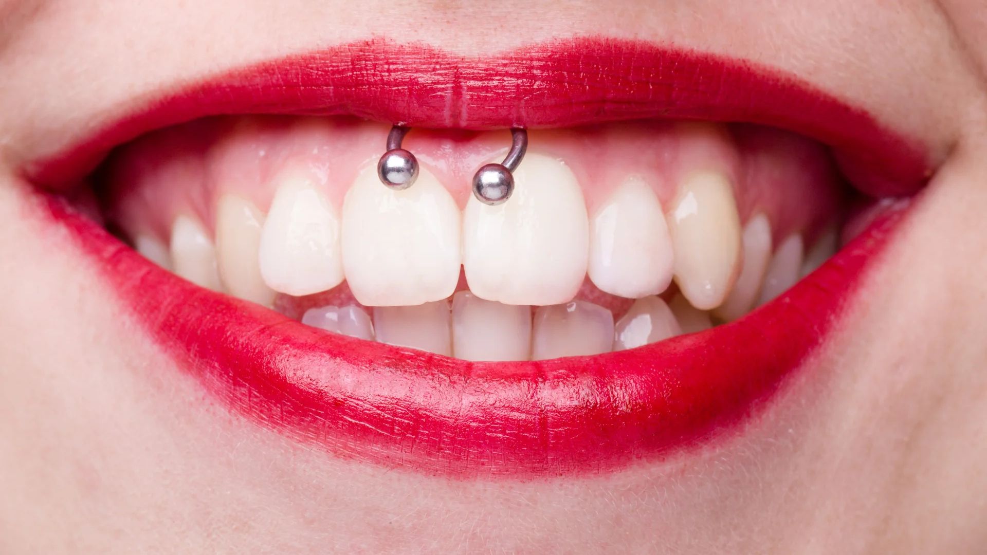 Close-Up Of Lip Piercing